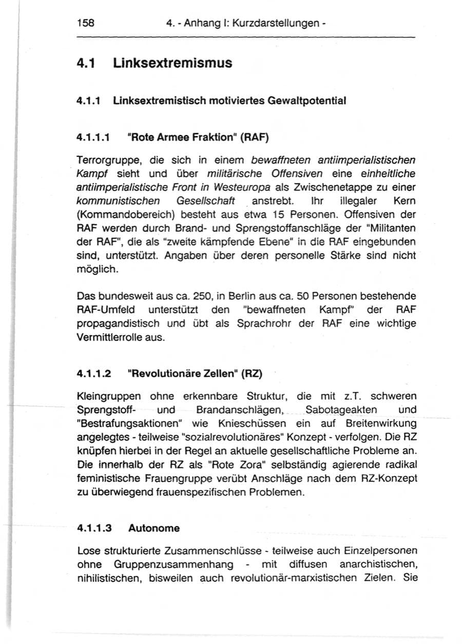 Seite 160 des Verfassungsschutzbericht 1990 Berlin