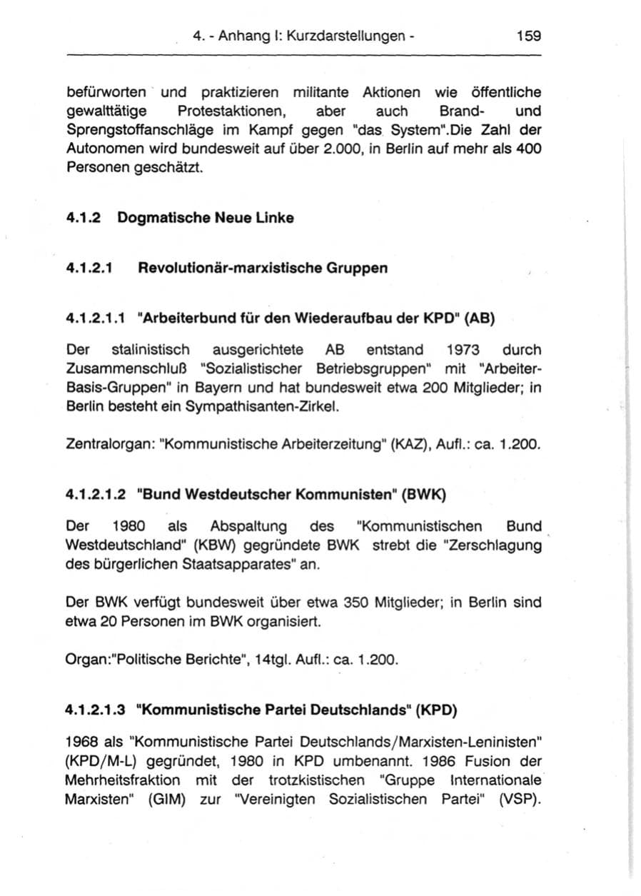 Seite 161 des Verfassungsschutzbericht 1990 Berlin