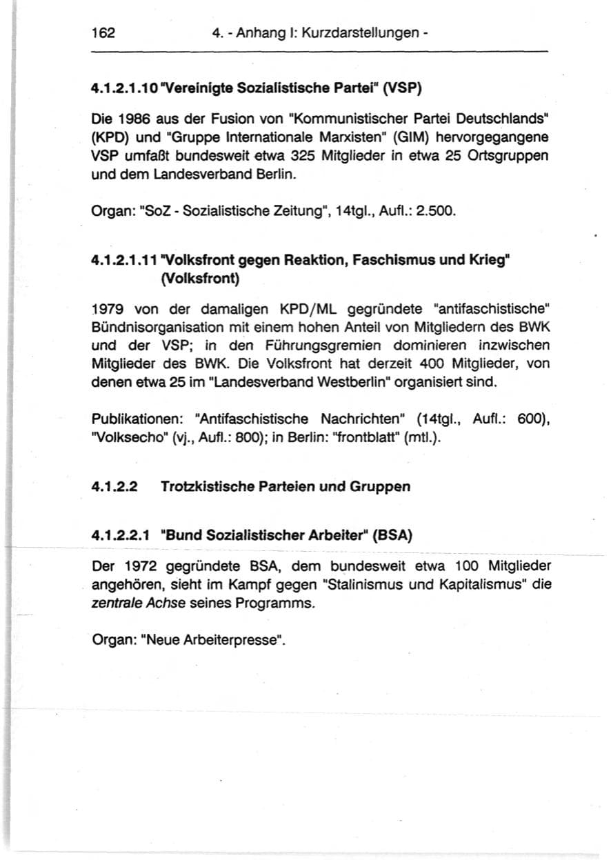 Seite 164 des Verfassungsschutzbericht 1990 Berlin