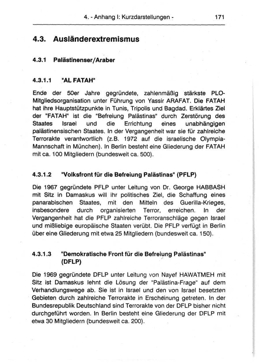 Seite 173 des Verfassungsschutzbericht 1990 Berlin