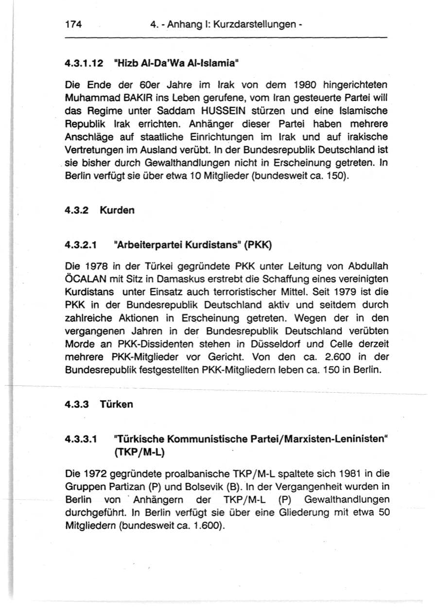 Seite 176 des Verfassungsschutzbericht 1990 Berlin