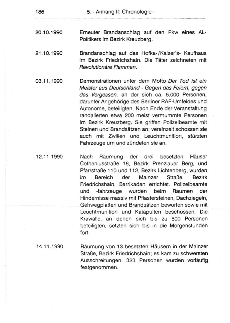 Seite 188 des Verfassungsschutzbericht 1990 Berlin