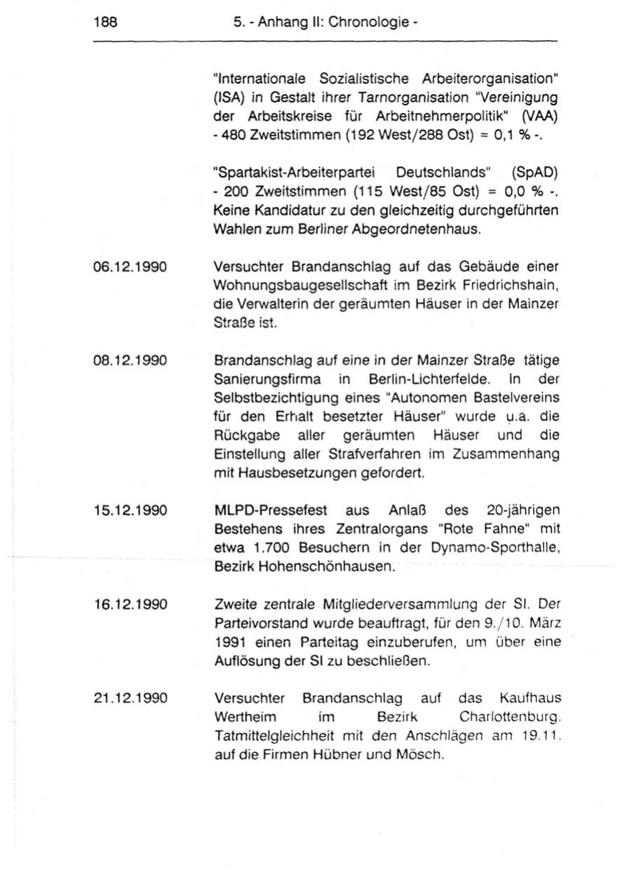 Seite 190 des Verfassungsschutzbericht 1990 Berlin