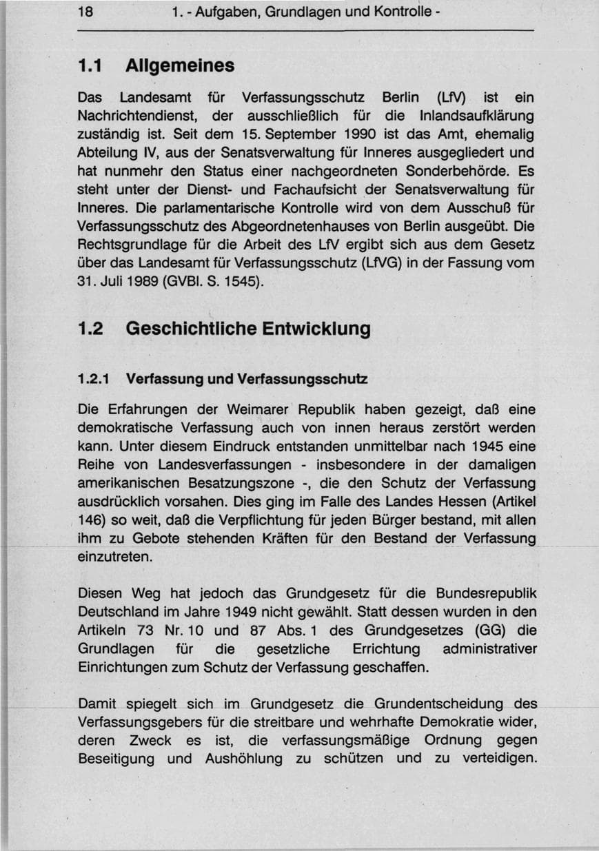 Seite 20 des Verfassungsschutzbericht 1990 Berlin