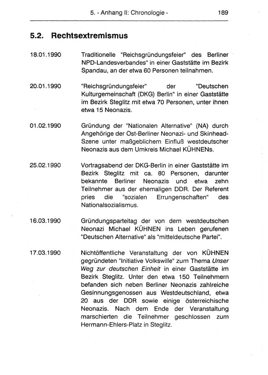 Seite 191 des Verfassungsschutzbericht 1990 Berlin