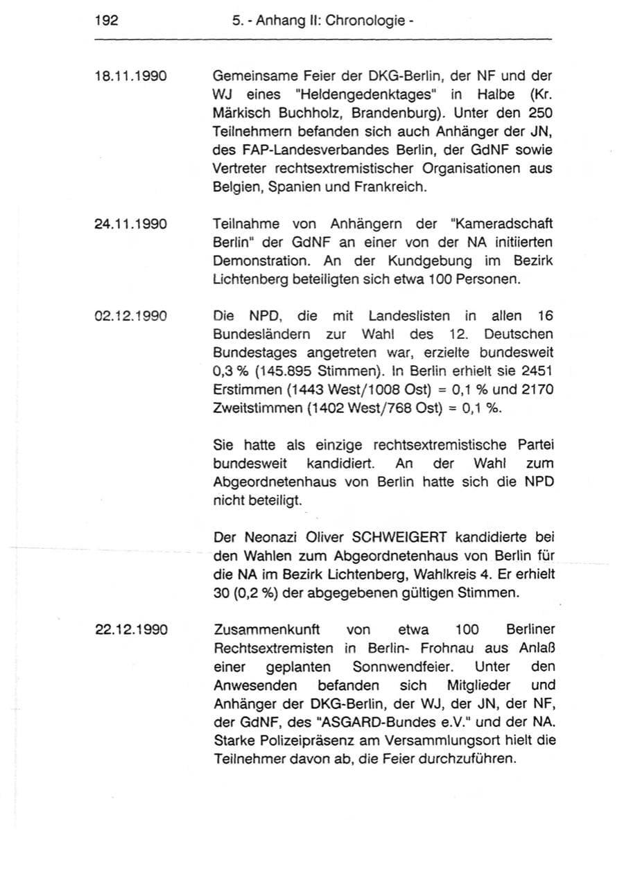 Seite 194 des Verfassungsschutzbericht 1990 Berlin