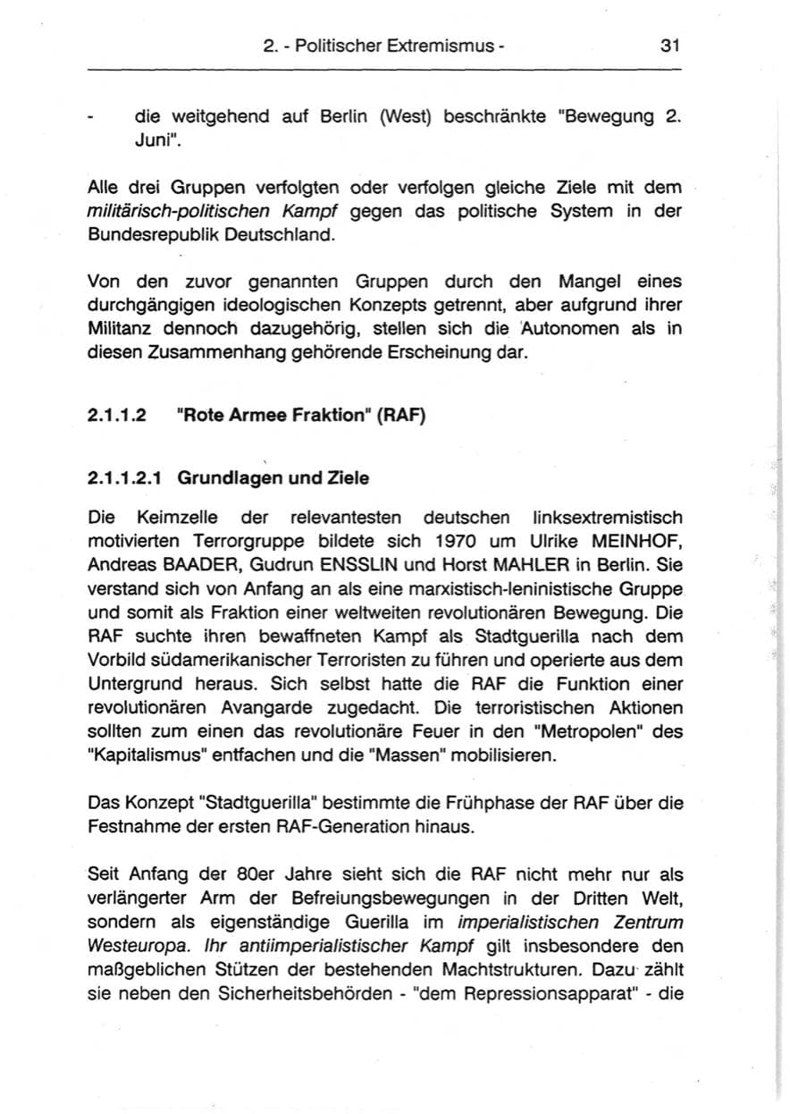 Seite 33 des Verfassungsschutzbericht 1990 Berlin