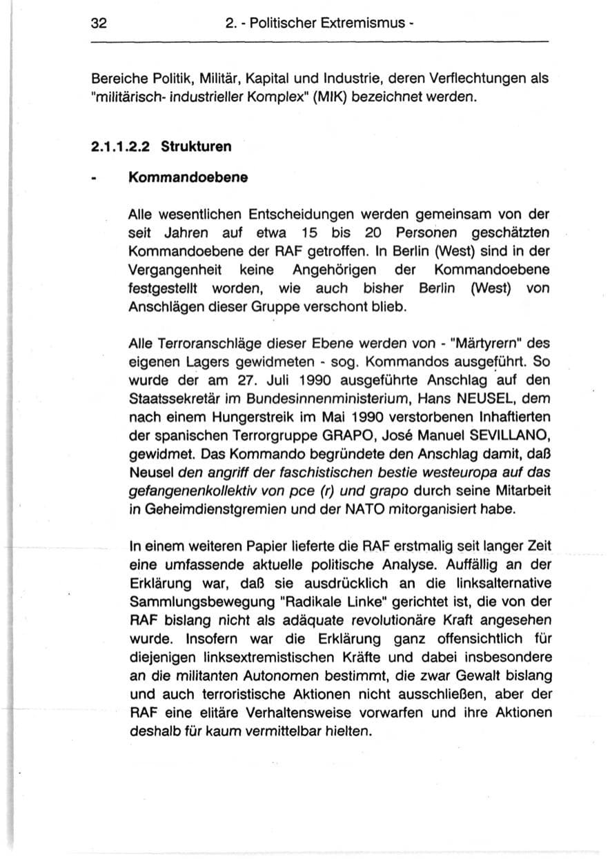 Seite 34 des Verfassungsschutzbericht 1990 Berlin