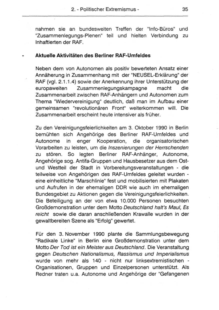 Seite 37 des Verfassungsschutzbericht 1990 Berlin