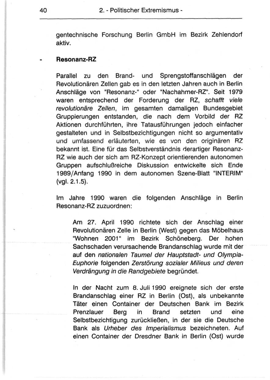 Seite 42 des Verfassungsschutzbericht 1990 Berlin