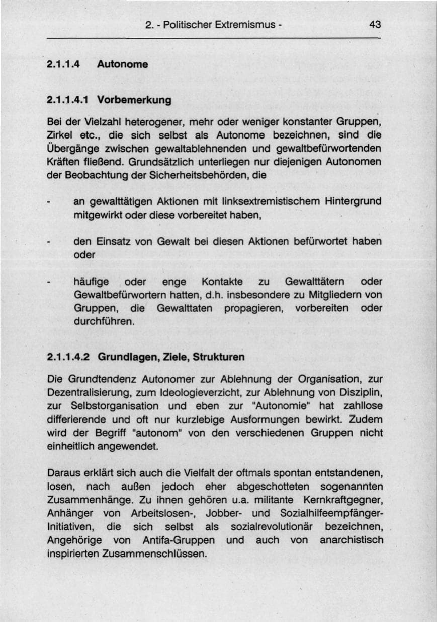 Seite 45 des Verfassungsschutzbericht 1990 Berlin