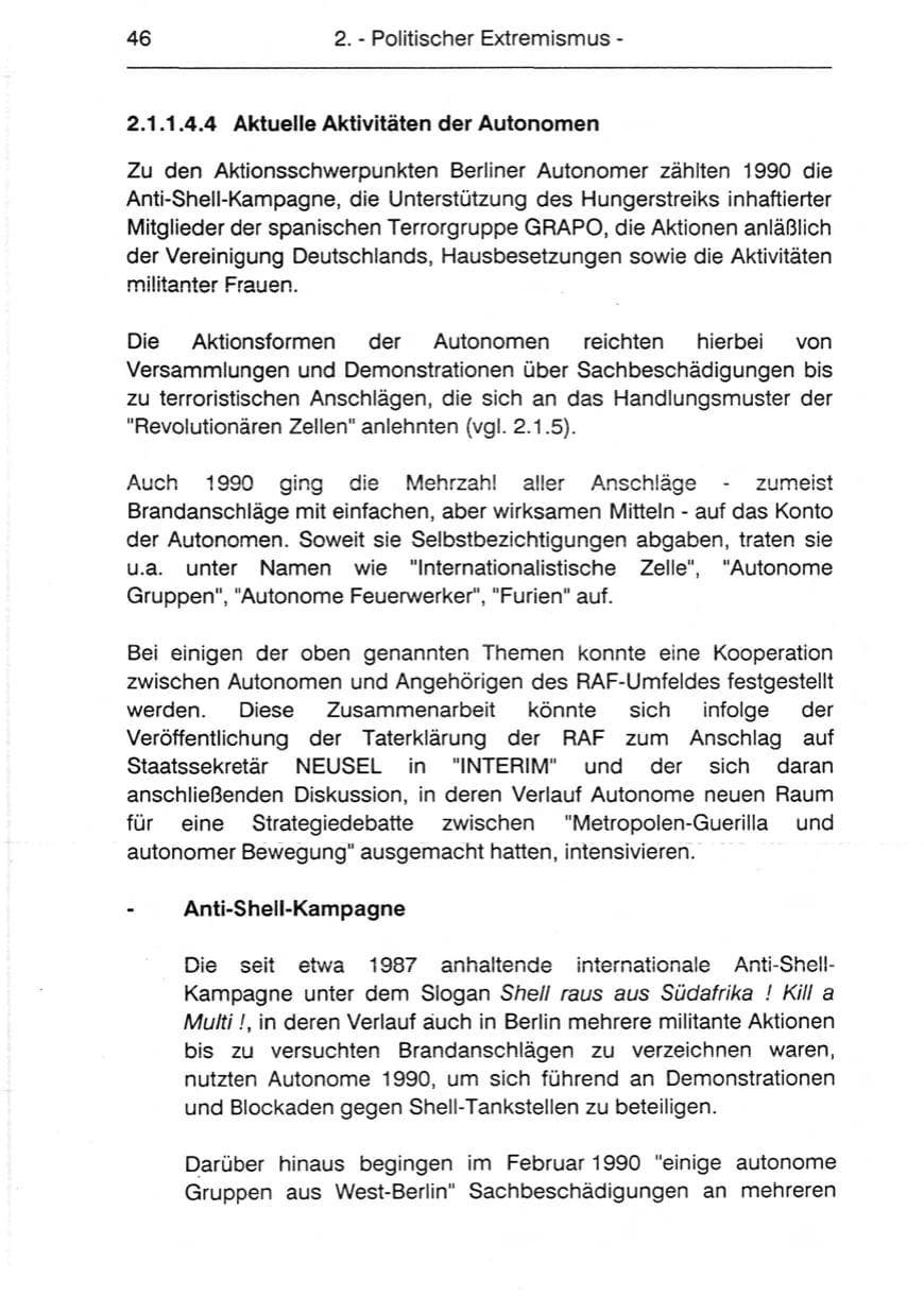 Seite 48 des Verfassungsschutzbericht 1990 Berlin