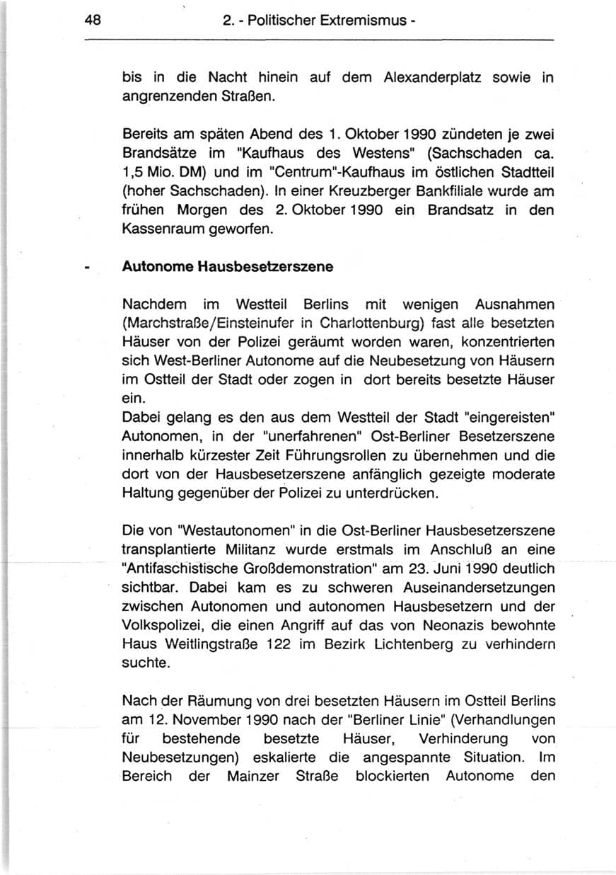 Seite 50 des Verfassungsschutzbericht 1990 Berlin