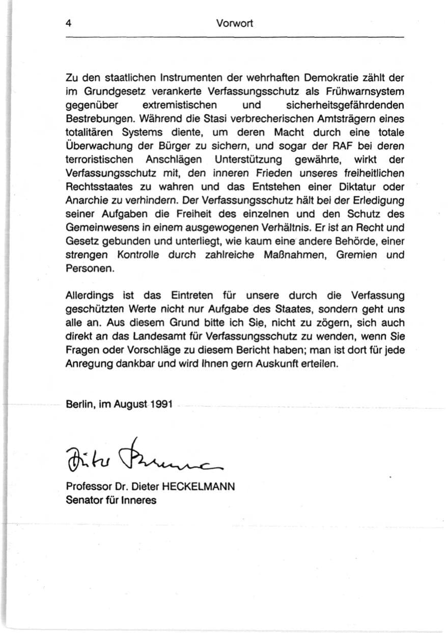 Seite 6 des Verfassungsschutzbericht 1990 Berlin