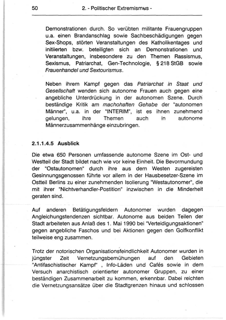Seite 52 des Verfassungsschutzbericht 1990 Berlin