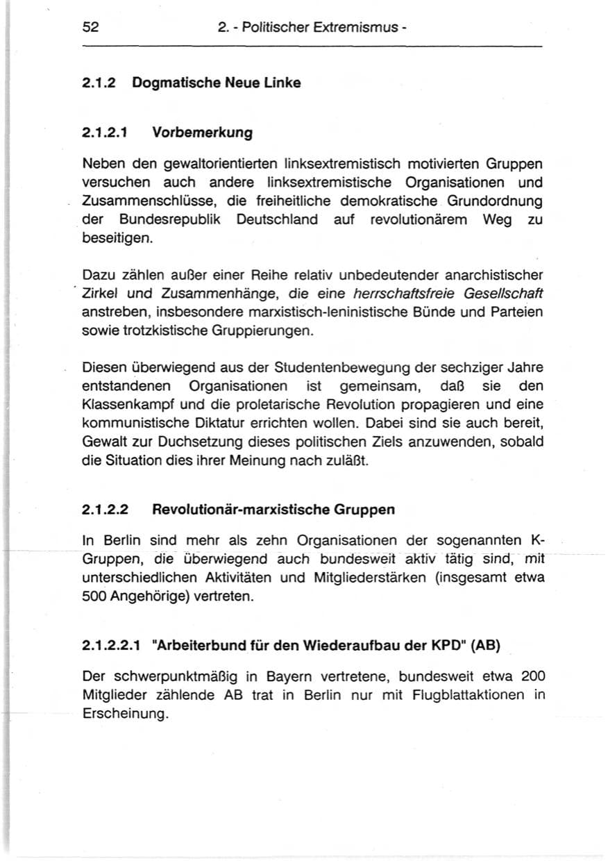 Seite 54 des Verfassungsschutzbericht 1990 Berlin
