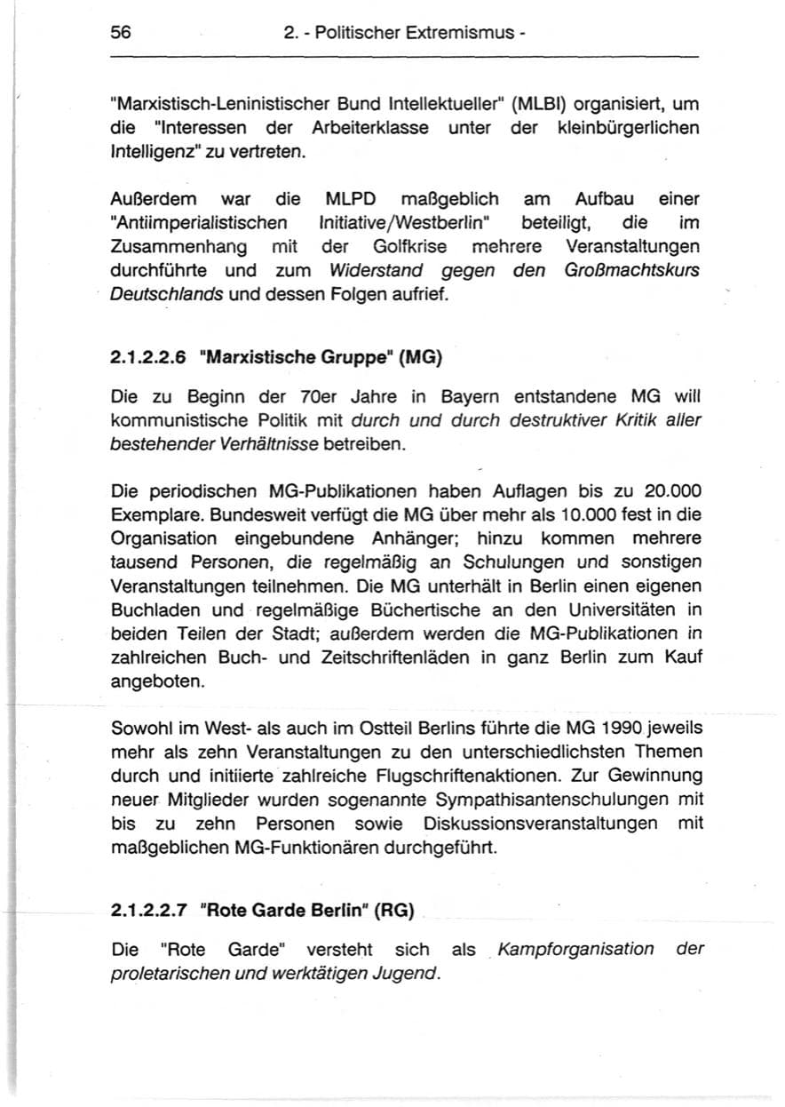 Seite 58 des Verfassungsschutzbericht 1990 Berlin