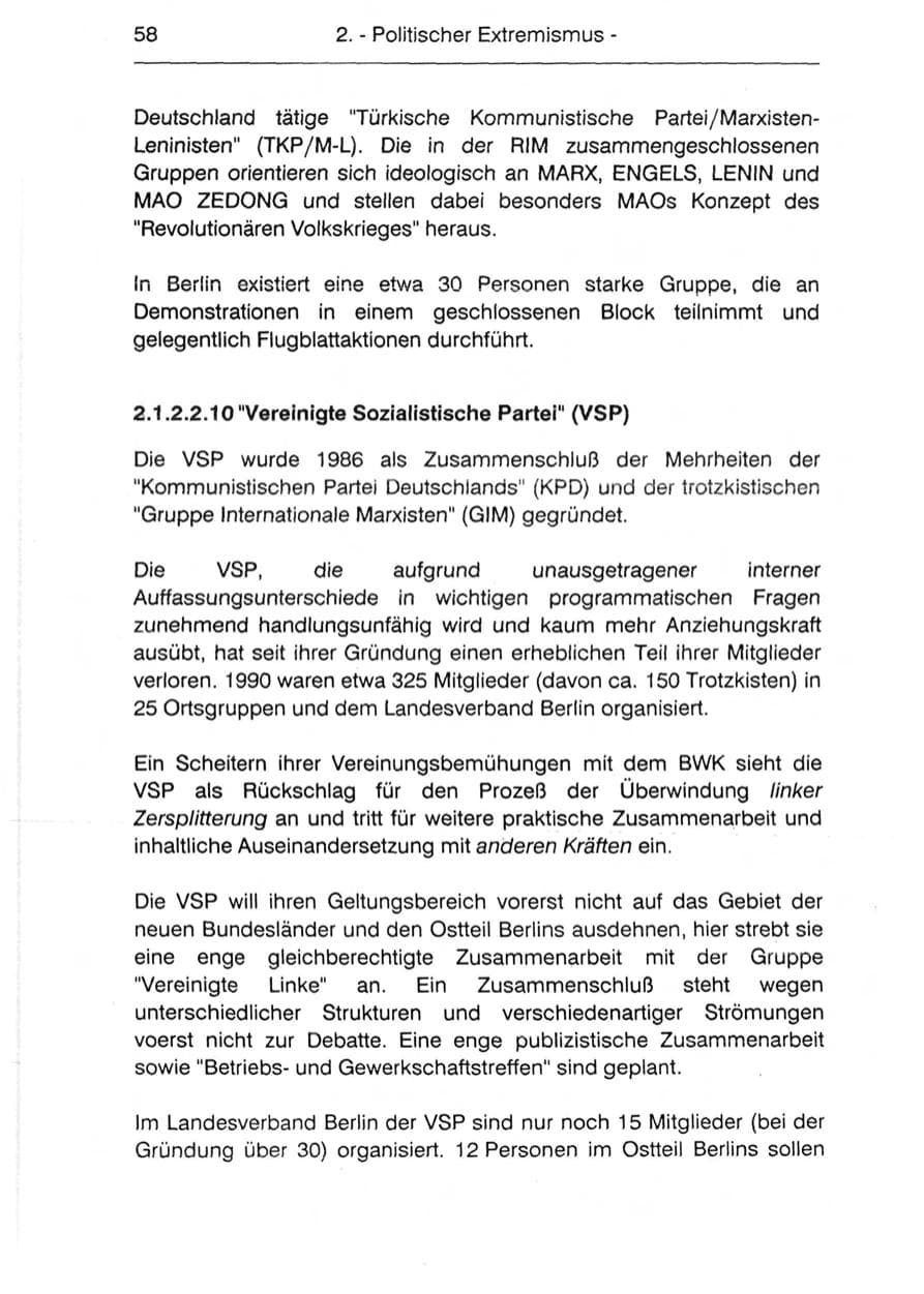 Seite 60 des Verfassungsschutzbericht 1990 Berlin