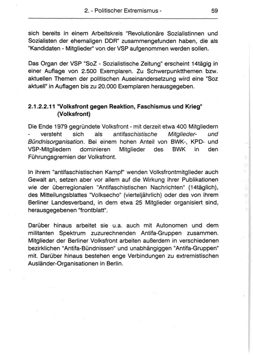 Seite 61 des Verfassungsschutzbericht 1990 Berlin