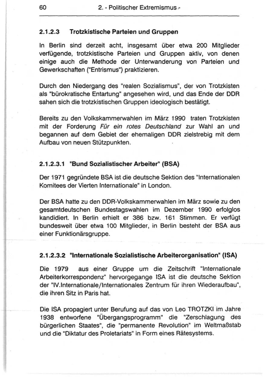 Seite 62 des Verfassungsschutzbericht 1990 Berlin