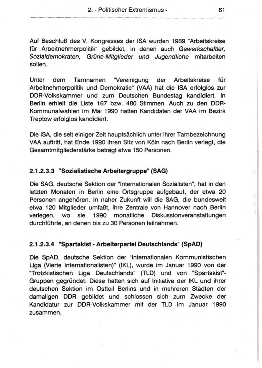 Seite 63 des Verfassungsschutzbericht 1990 Berlin