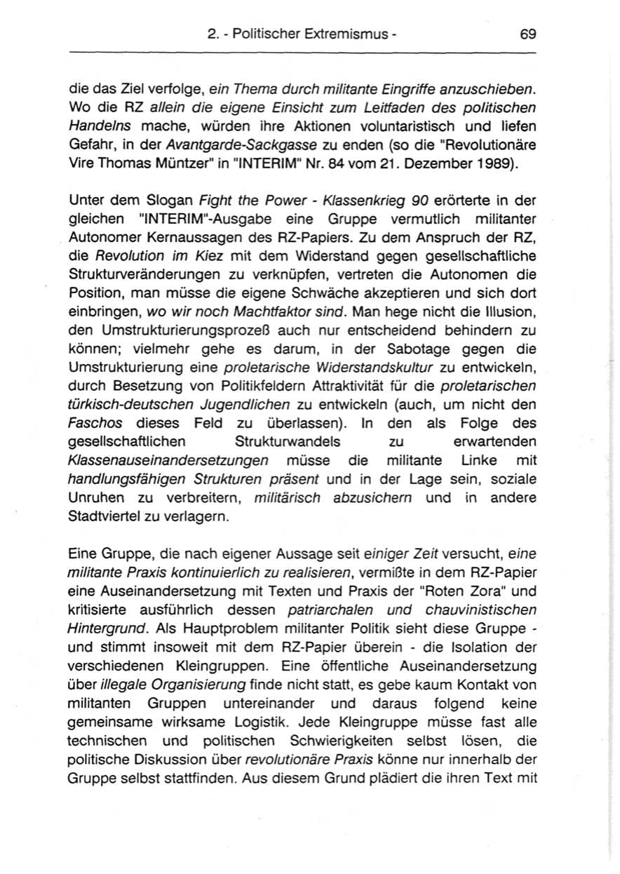 Seite 71 des Verfassungsschutzbericht 1990 Berlin