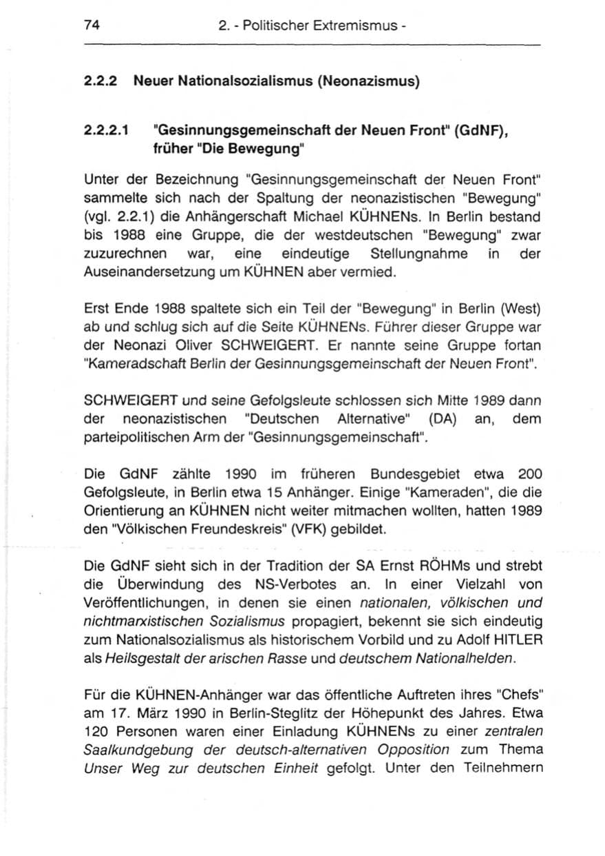 Seite 76 des Verfassungsschutzbericht 1990 Berlin