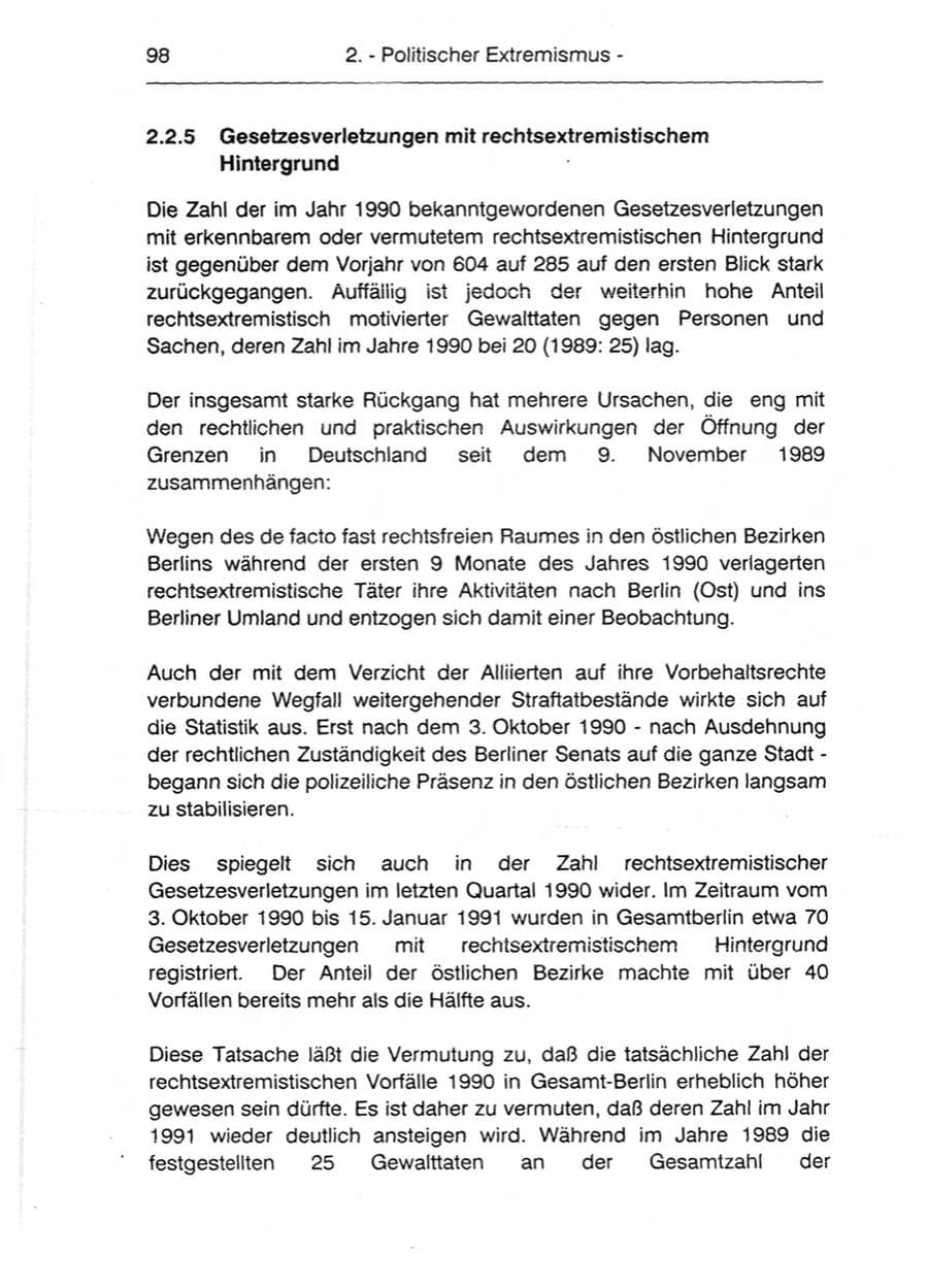 Seite 100 des Verfassungsschutzbericht 1990 Berlin