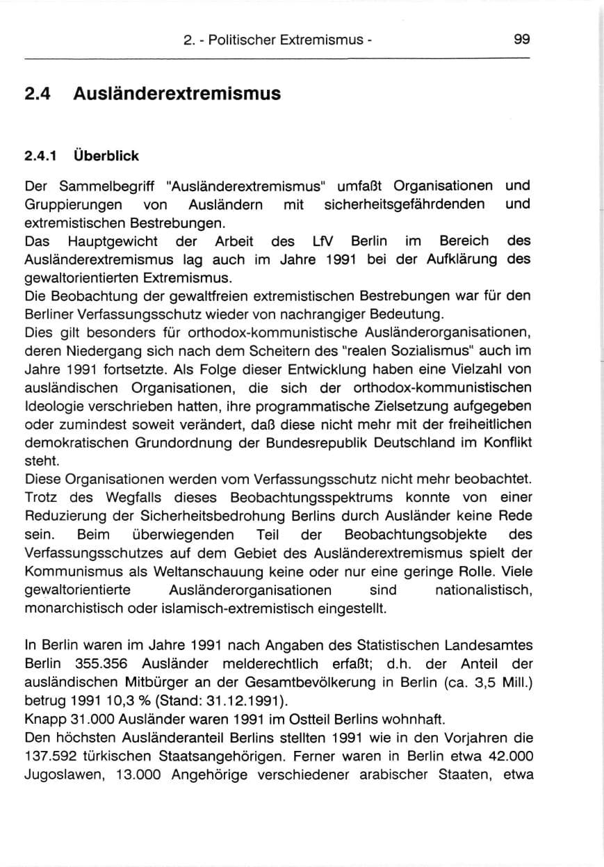 Seite 101 des Verfassungsschutzbericht 1991 Berlin
