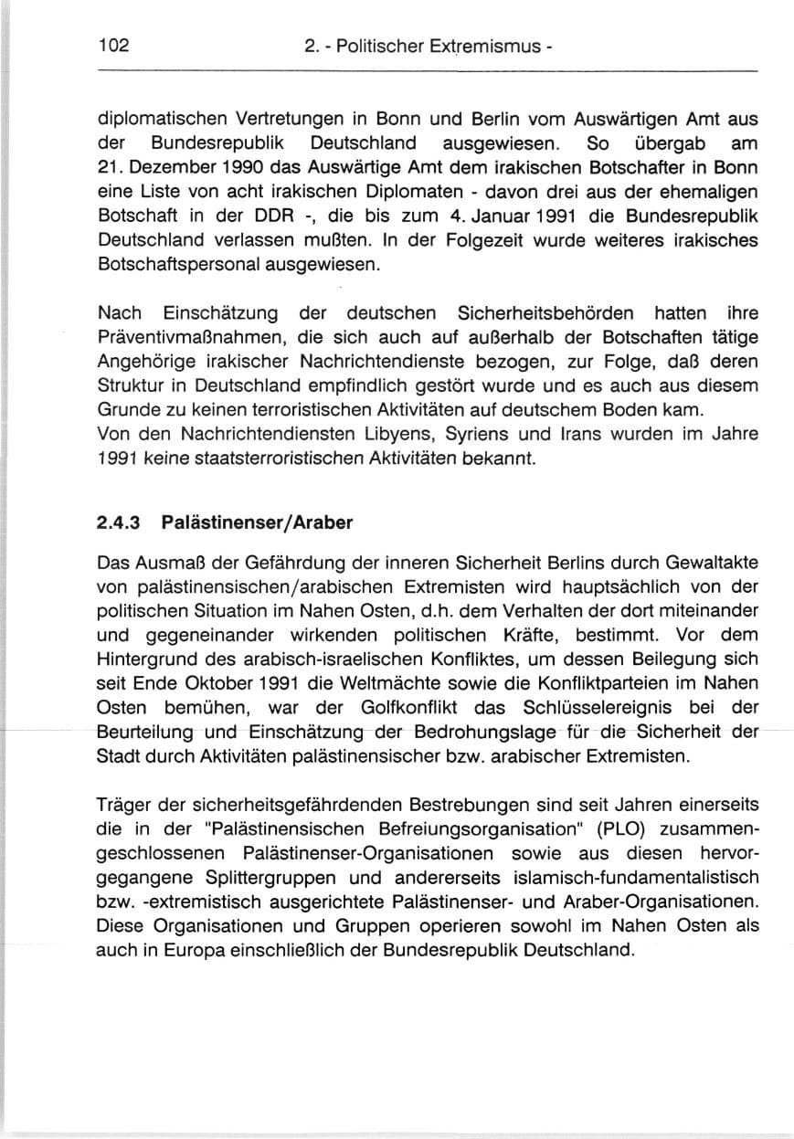 Seite 104 des Verfassungsschutzbericht 1991 Berlin