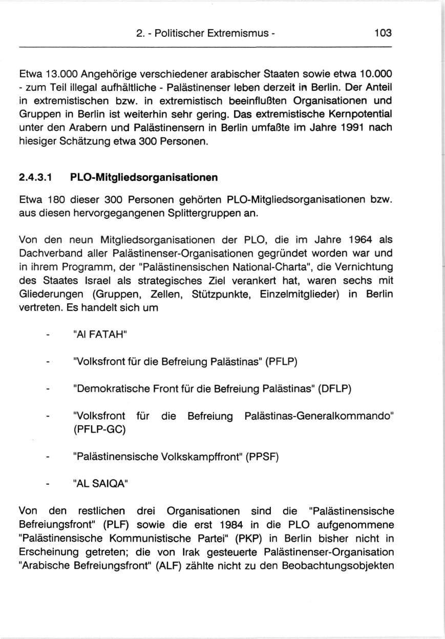 Seite 105 des Verfassungsschutzbericht 1991 Berlin