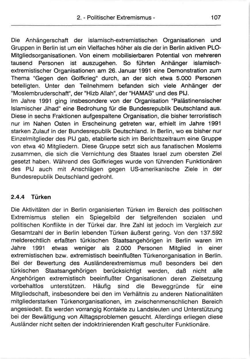 Seite 109 des Verfassungsschutzbericht 1991 Berlin