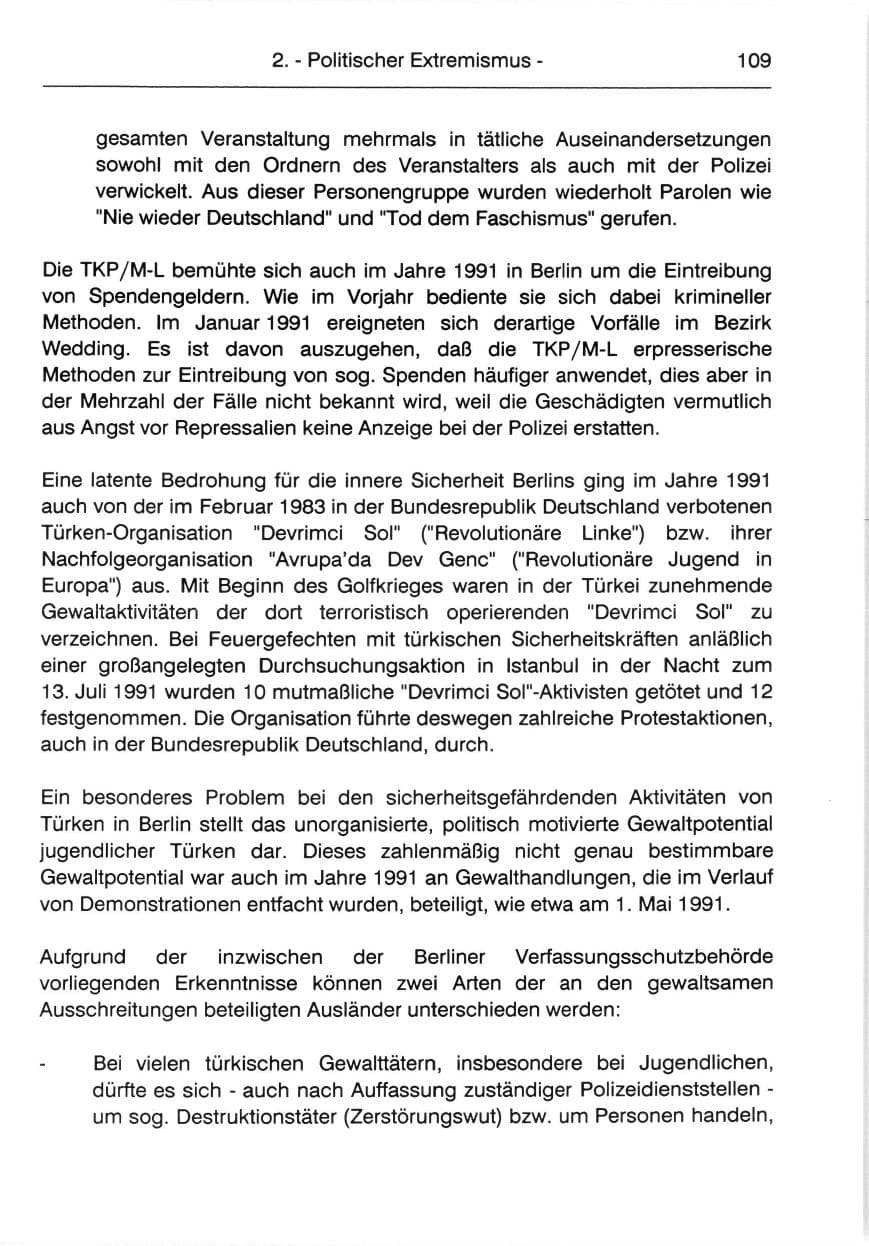 Seite 111 des Verfassungsschutzbericht 1991 Berlin