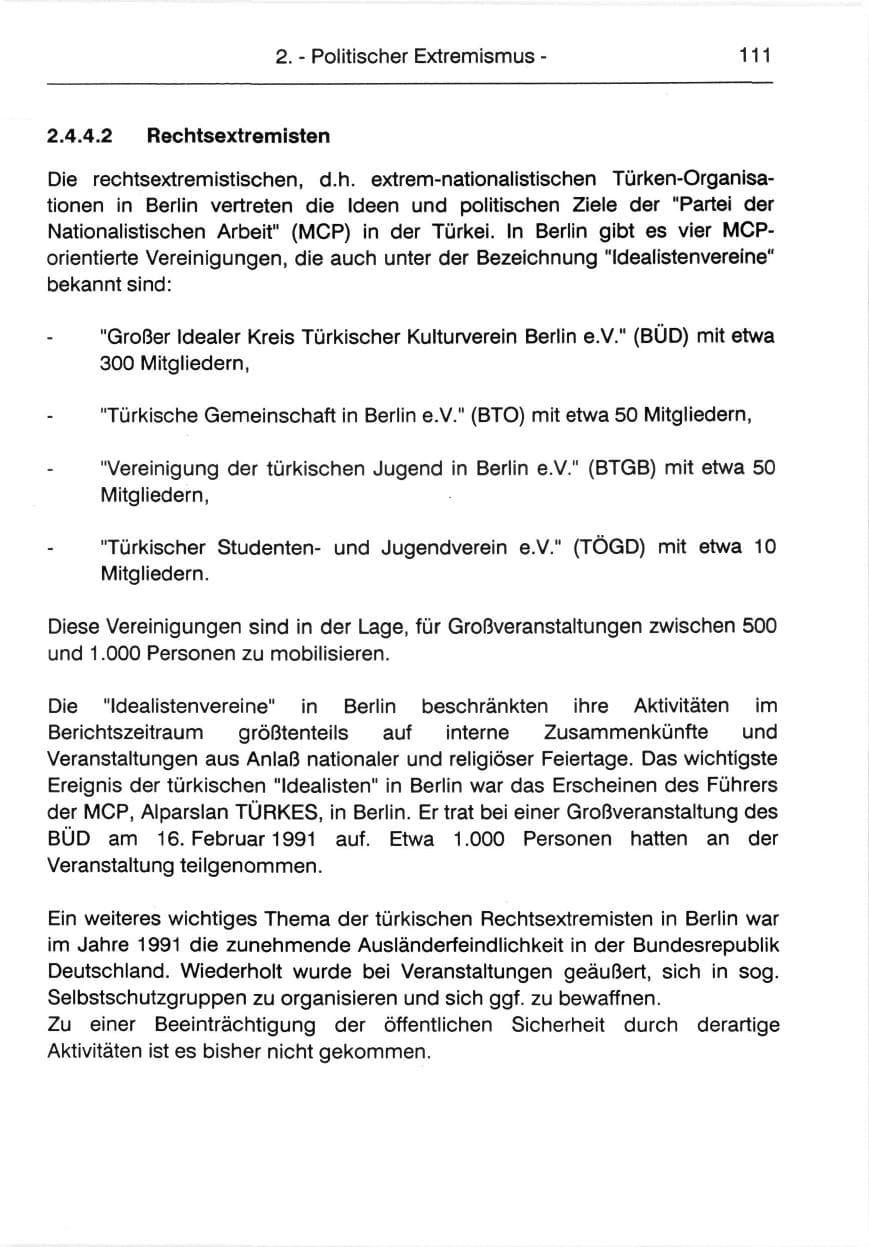 Seite 113 des Verfassungsschutzbericht 1991 Berlin