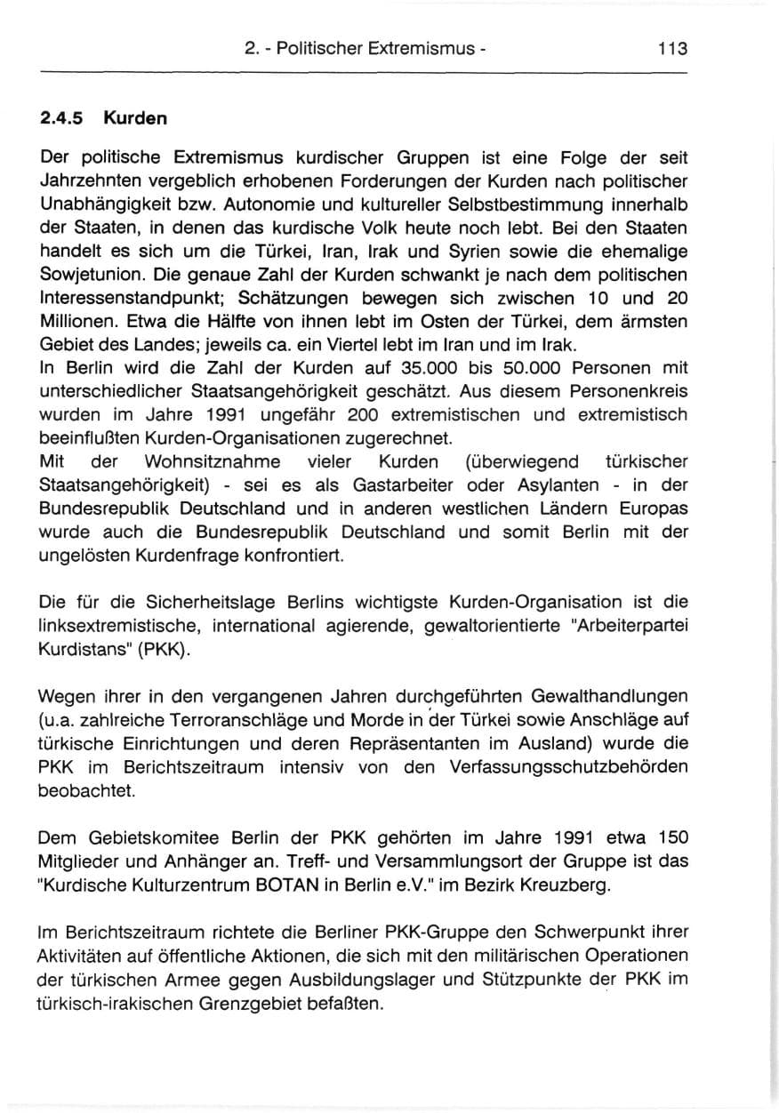 Seite 115 des Verfassungsschutzbericht 1991 Berlin