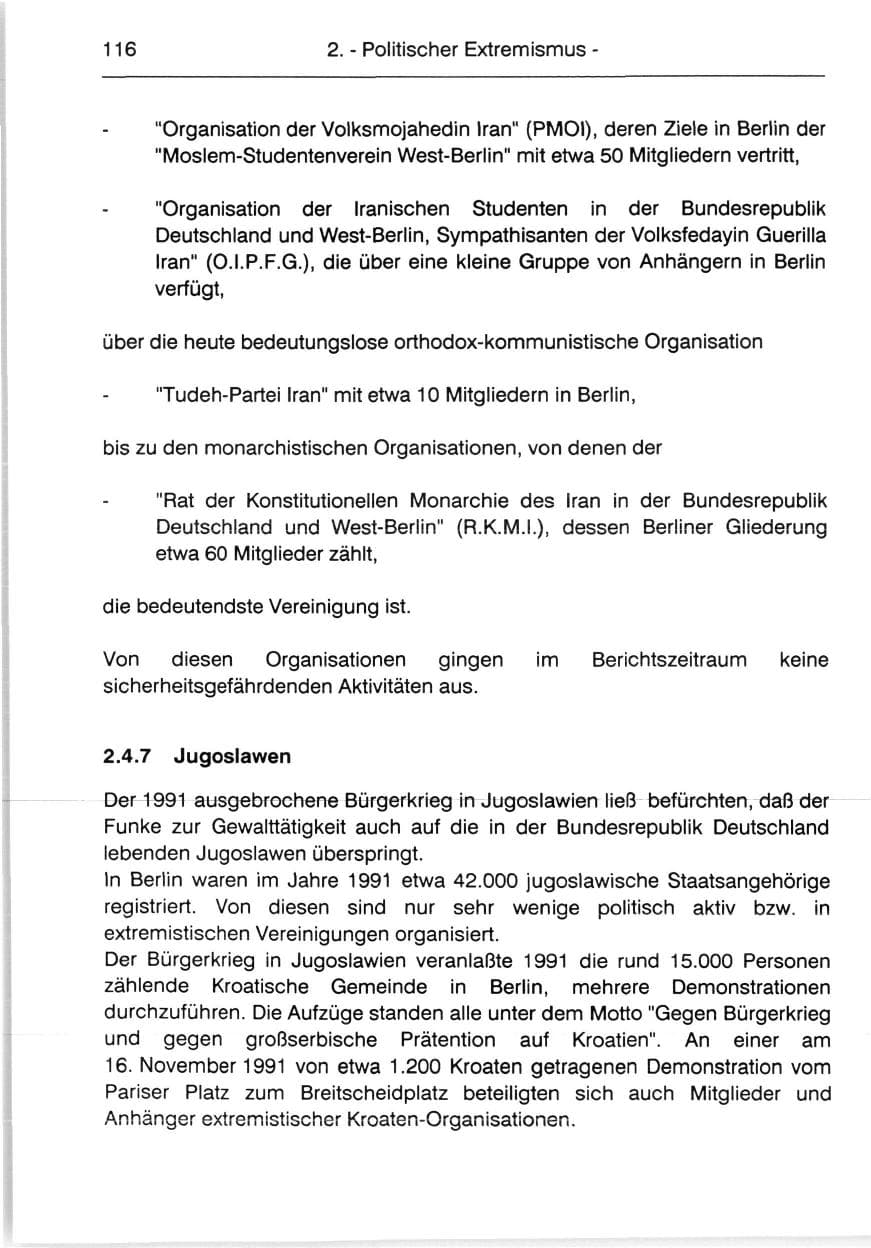 Seite 118 des Verfassungsschutzbericht 1991 Berlin