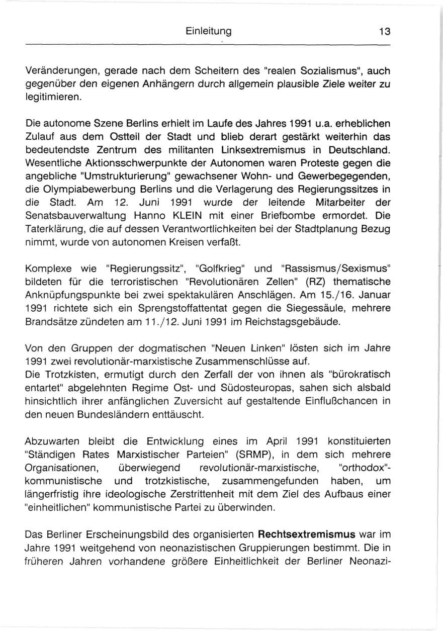 Seite 15 des Verfassungsschutzbericht 1991 Berlin