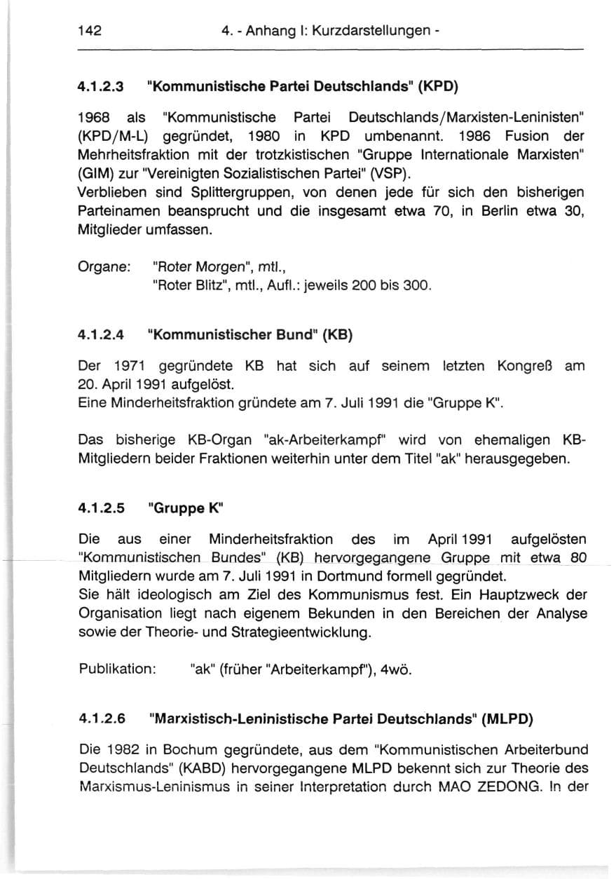 Seite 144 des Verfassungsschutzbericht 1991 Berlin
