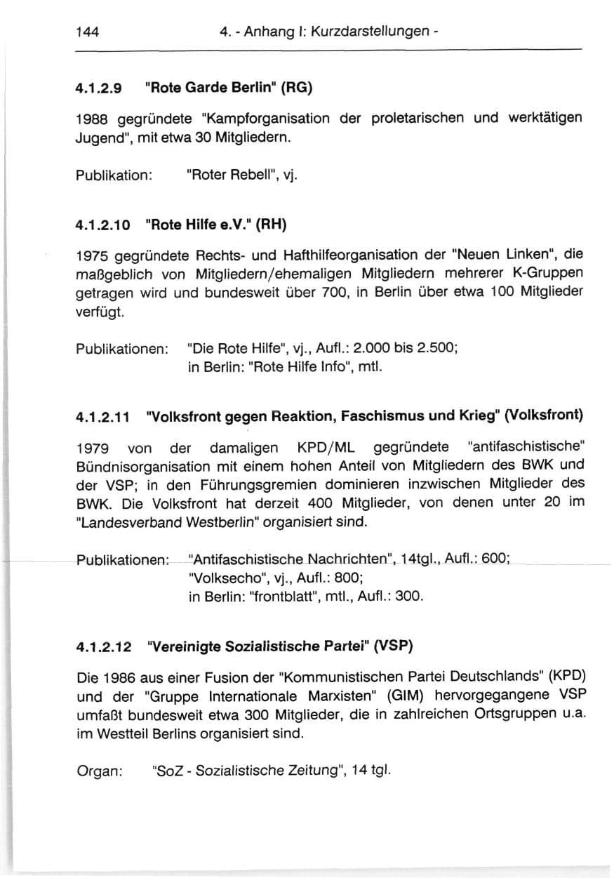 Seite 146 des Verfassungsschutzbericht 1991 Berlin