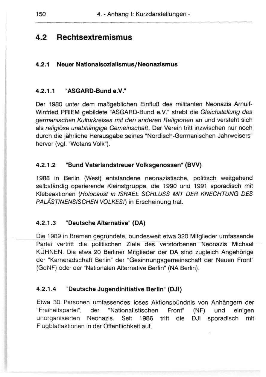 Seite 152 des Verfassungsschutzbericht 1991 Berlin