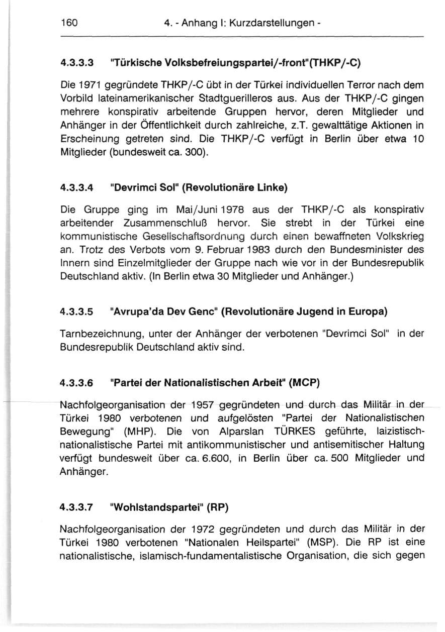 Seite 162 des Verfassungsschutzbericht 1991 Berlin