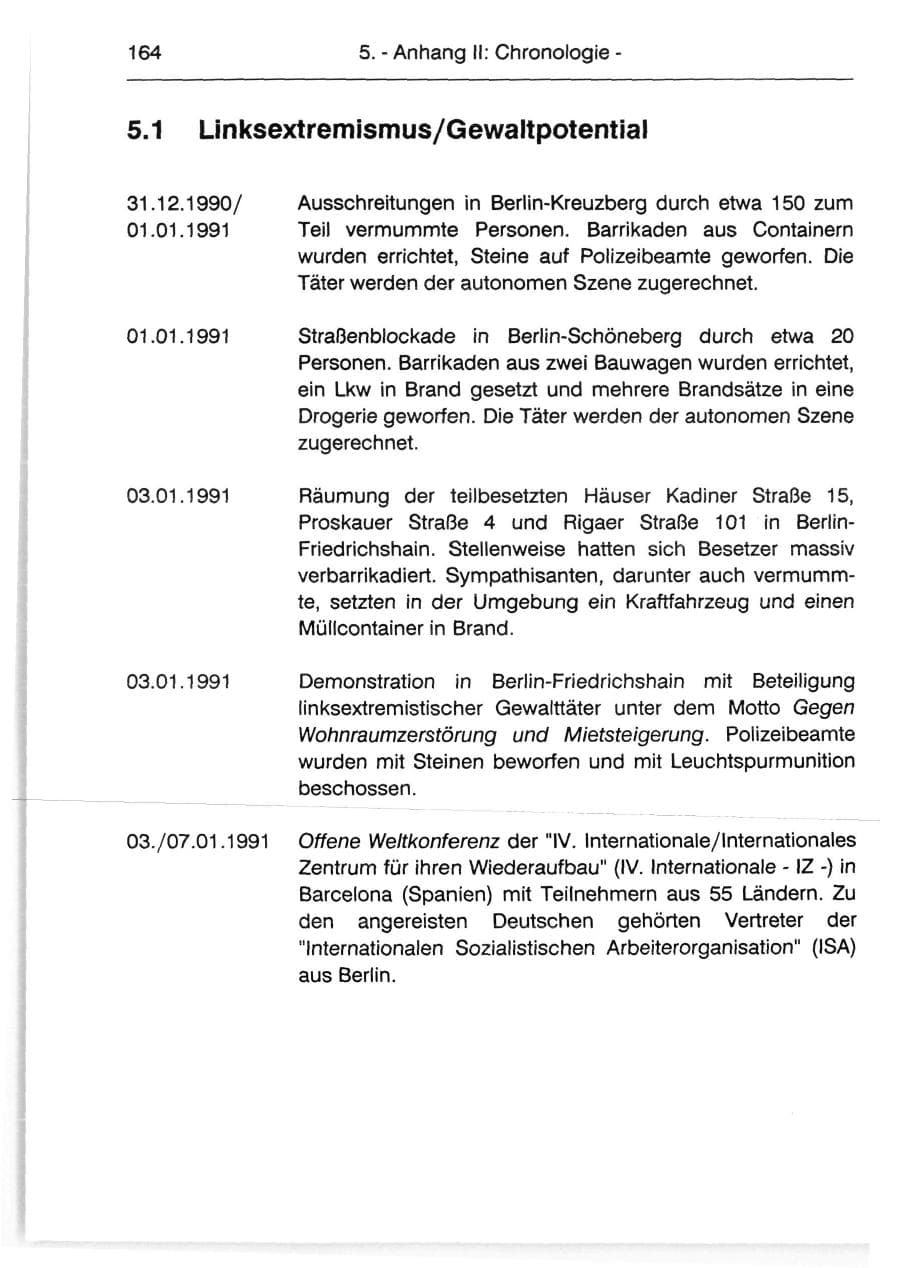 Seite 166 des Verfassungsschutzbericht 1991 Berlin