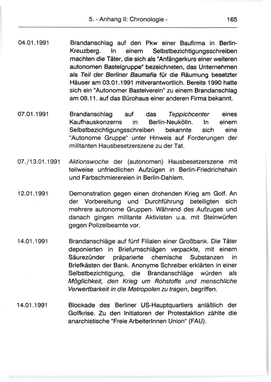 Seite 167 des Verfassungsschutzbericht 1991 Berlin