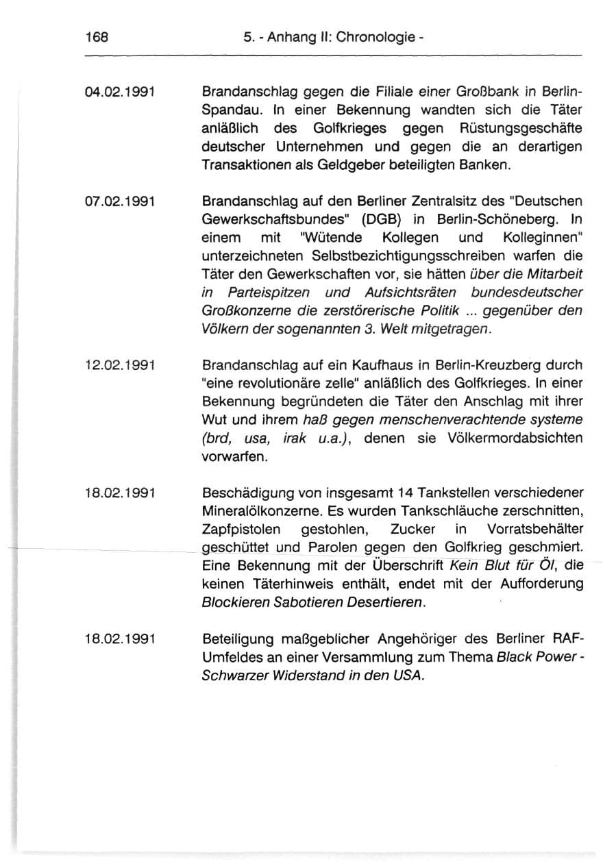 Seite 170 des Verfassungsschutzbericht 1991 Berlin