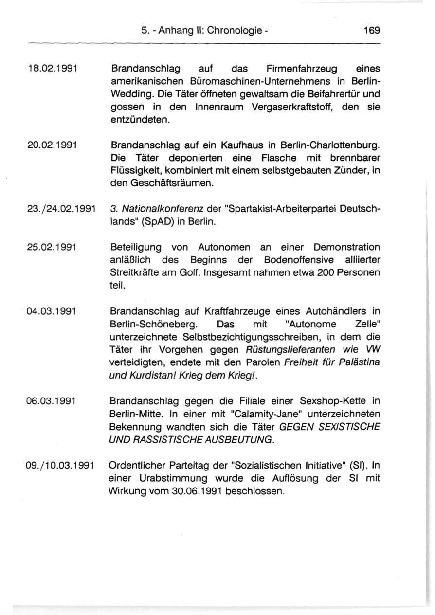 Seite 171 des Verfassungsschutzbericht 1991 Berlin