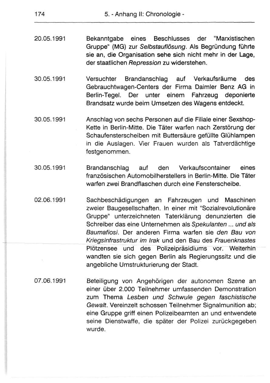 Seite 176 des Verfassungsschutzbericht 1991 Berlin