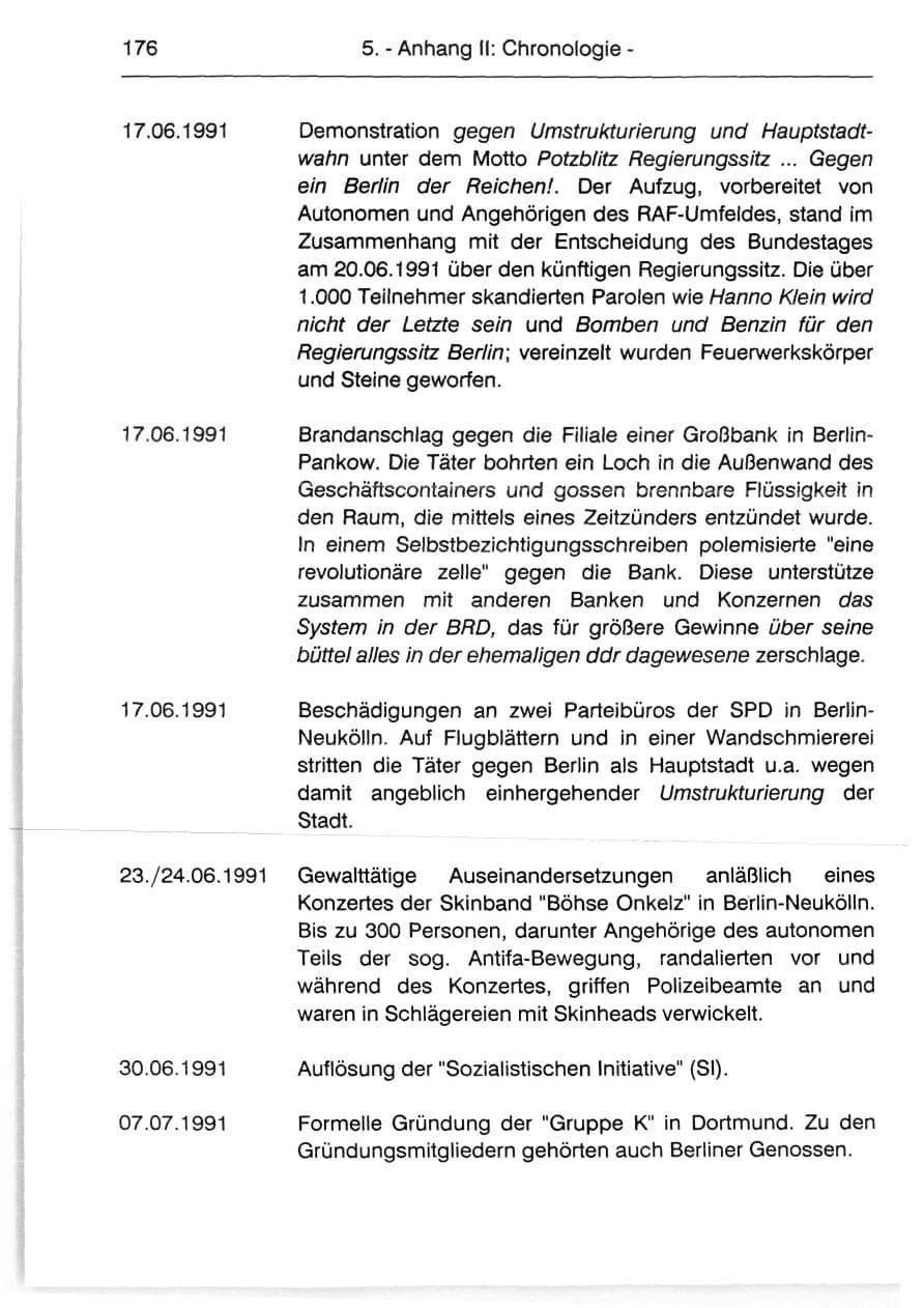 Seite 178 des Verfassungsschutzbericht 1991 Berlin