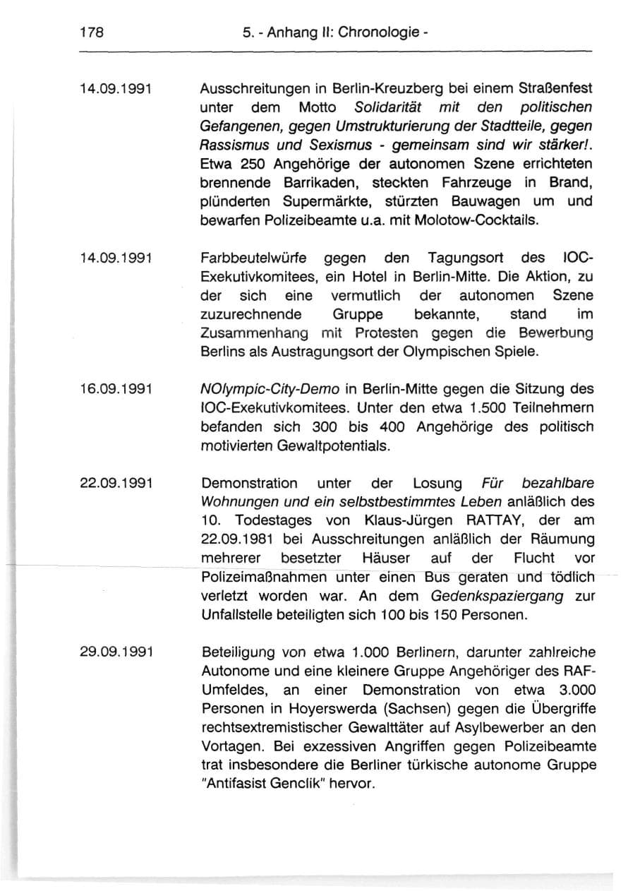 Seite 180 des Verfassungsschutzbericht 1991 Berlin