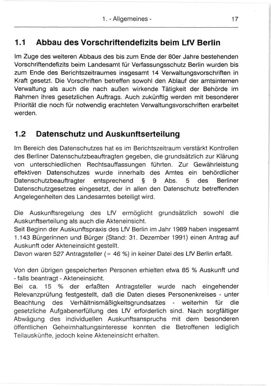 Seite 19 des Verfassungsschutzbericht 1991 Berlin