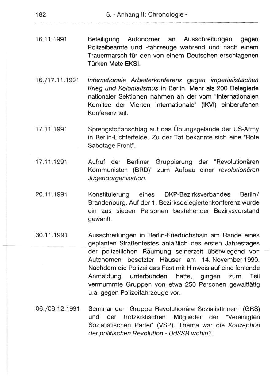 Seite 184 des Verfassungsschutzbericht 1991 Berlin